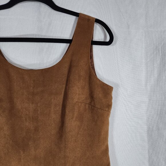 Positive Attitude Faux Suede Pencil Mini Dress Chocolate Brown Womens 8 - Picture 2 of 6